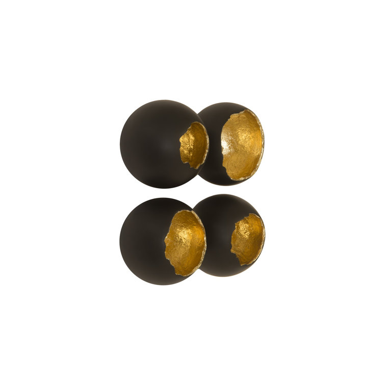 Contemporary Black and Gold Leaf Resin Wall Art Set