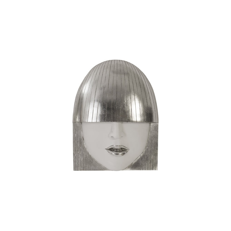 Silver and White Resin Fashion Faces Wall Art Set