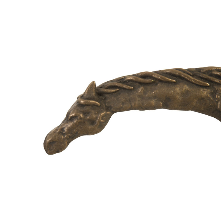 Bronze Prancing Horse Sculpture on Black Metal Base