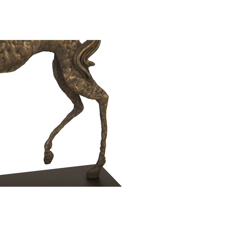 Bronze Prancing Horse Sculpture on Black Metal Base