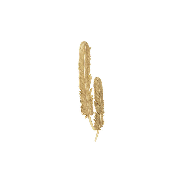 Large Gold Leaf Feather Wall Art Set