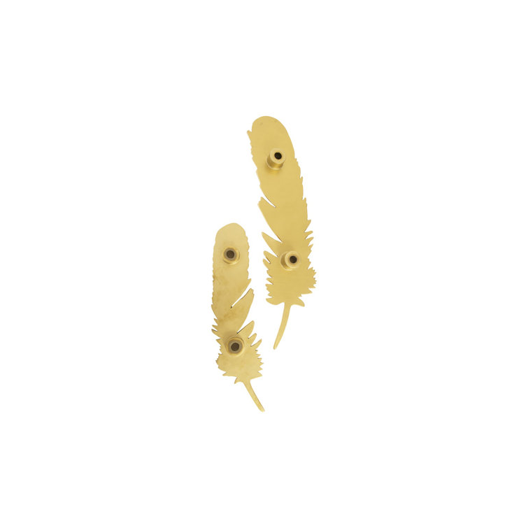 Large Gold Leaf Feather Wall Art Set