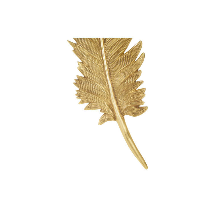 Large Gold Leaf Feather Wall Art Set