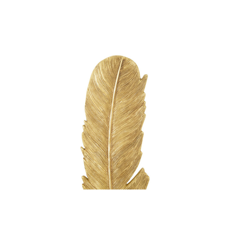 Large Gold Leaf Feather Wall Art Set