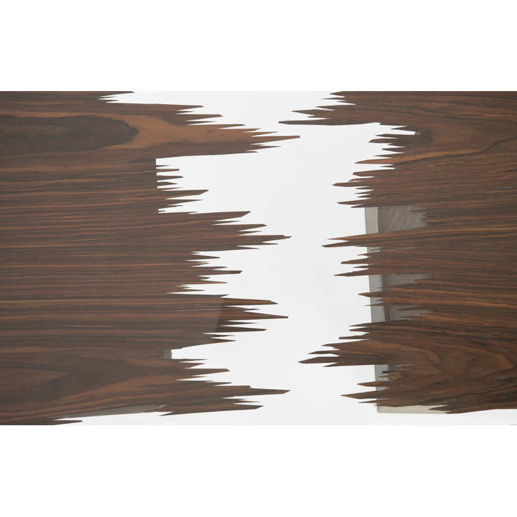 Contemporary Floating Slice 57'' Brown and Silver Coffee Table