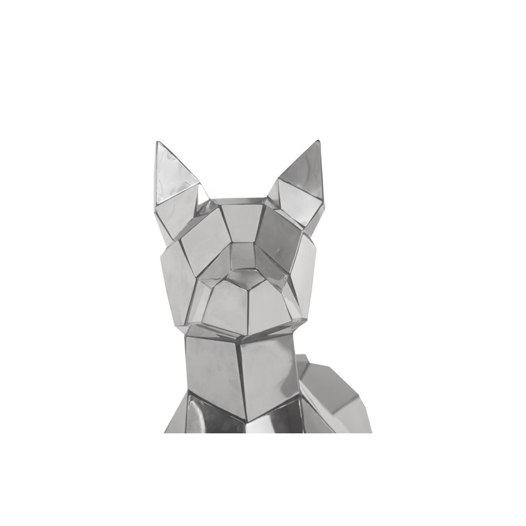 Contemporary Modern Silver Dog Metal Statue 41"
