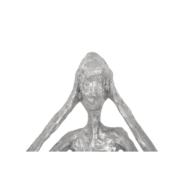 Silver Resin Contemporary No Evil Wall Art Set