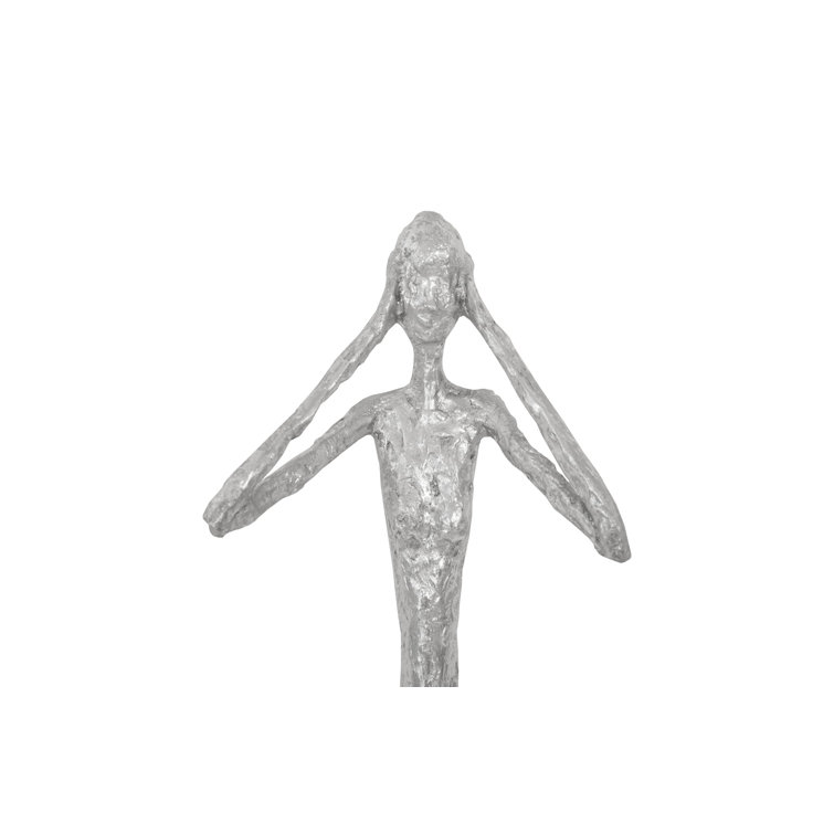 Silver Resin Contemporary No Evil Wall Art Set