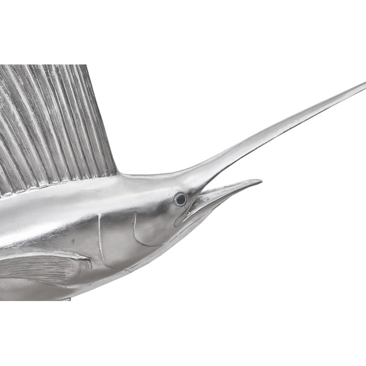 Silver Resin Sail Fish Wall Sculpture for Kids