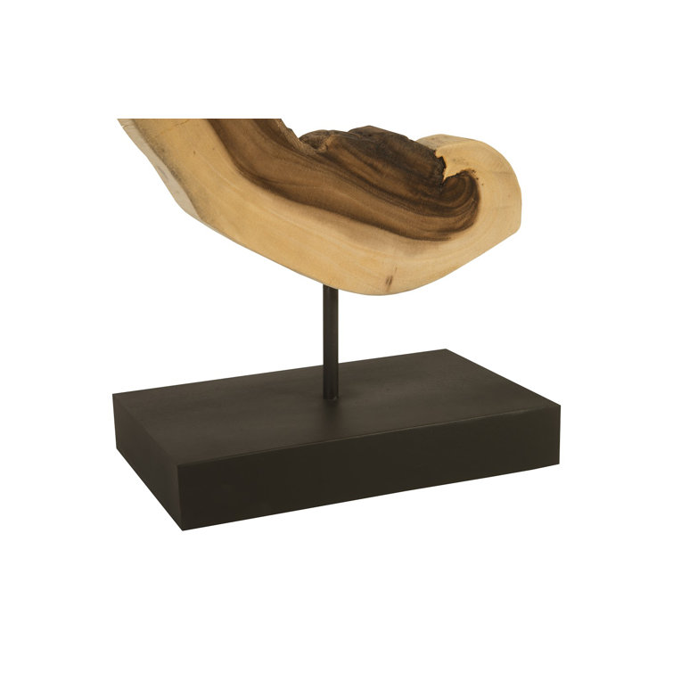 Contemporary Natural Brown Wood Creature Sculpture, 12"x24"