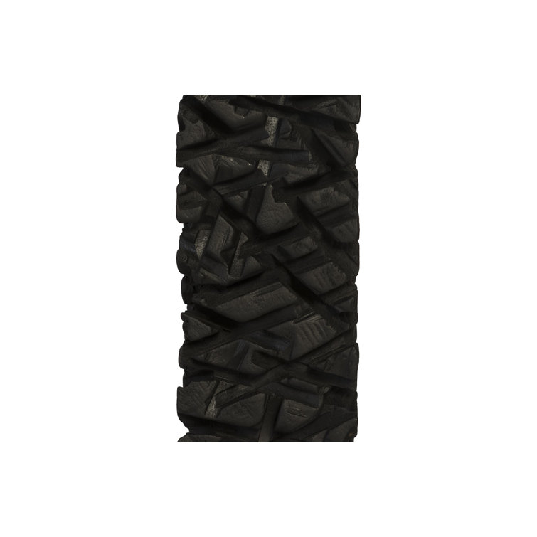 Charred Black Wood Sculpture Trio on Minimalist Metal Bases