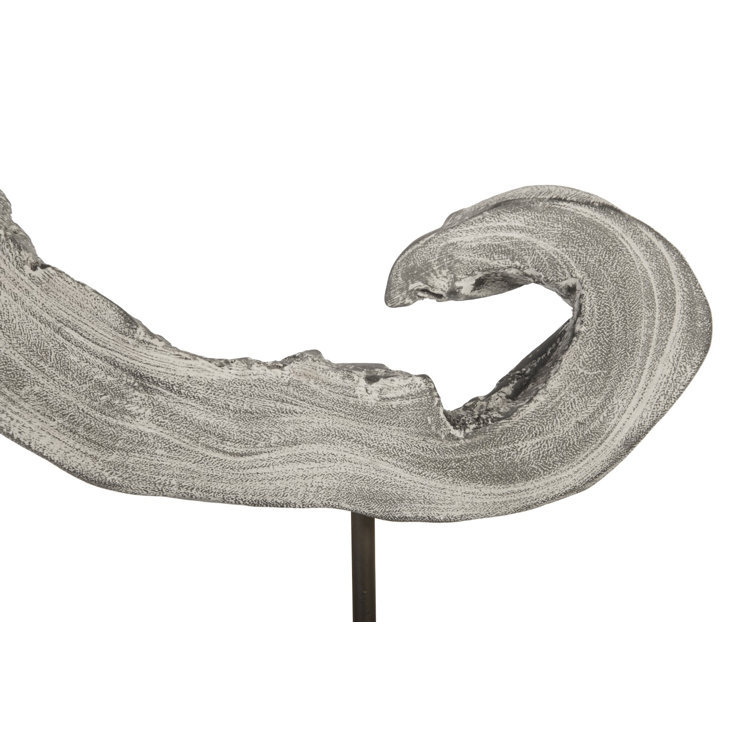 Gray Solid Wood Contemporary Creature Sculpture on Stand