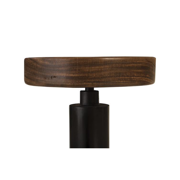 Contemporary Adjustable Swivel Bar Stool in Black and Brown