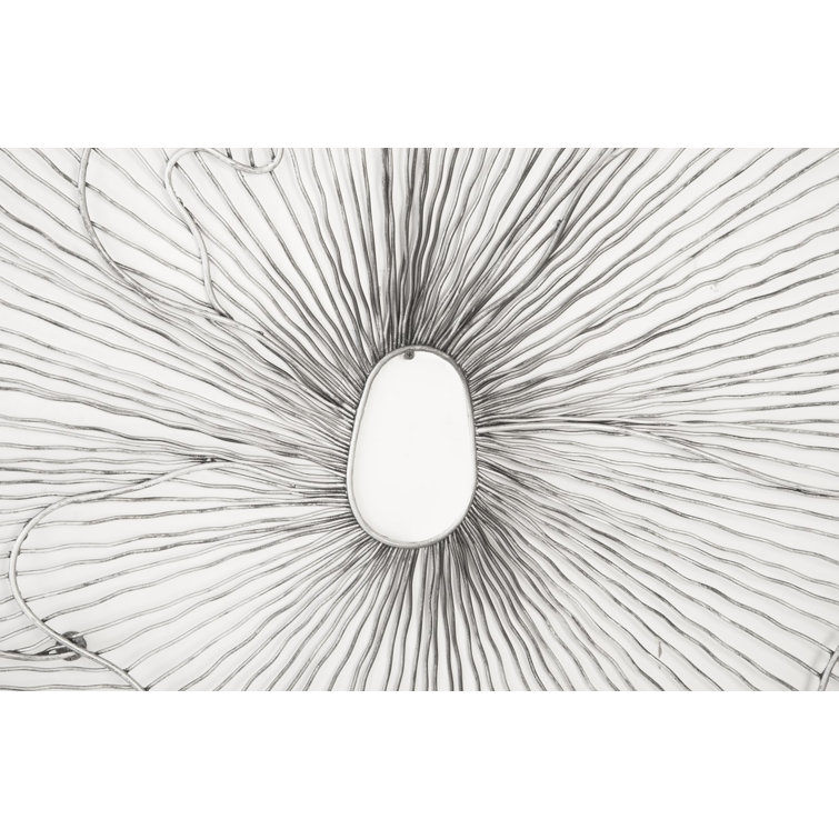Large Black and Silver Metal Flower Wall Sculpture