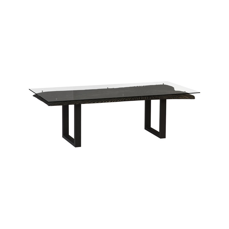 Reclaimed Wood and Glass Rectangular Dining Table