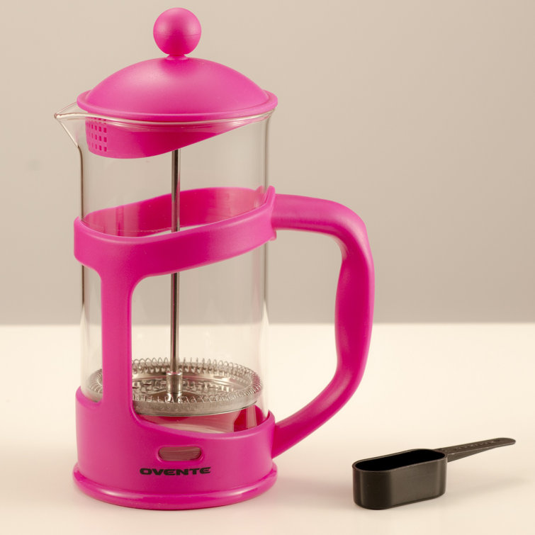 Red 34 Oz Glass and Stainless Steel French Press Coffee Maker