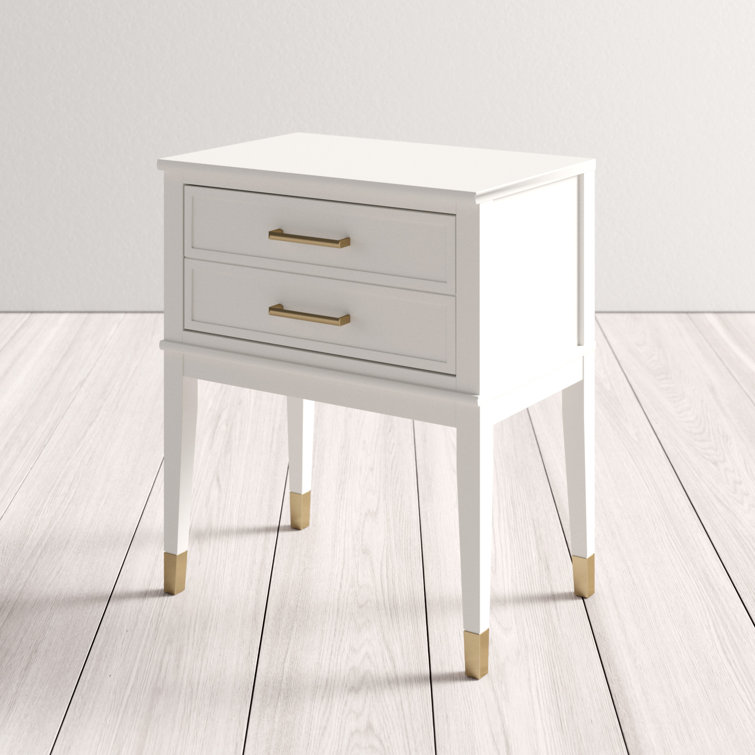 Westerleigh Sophisticated White End Table with Gold Accents