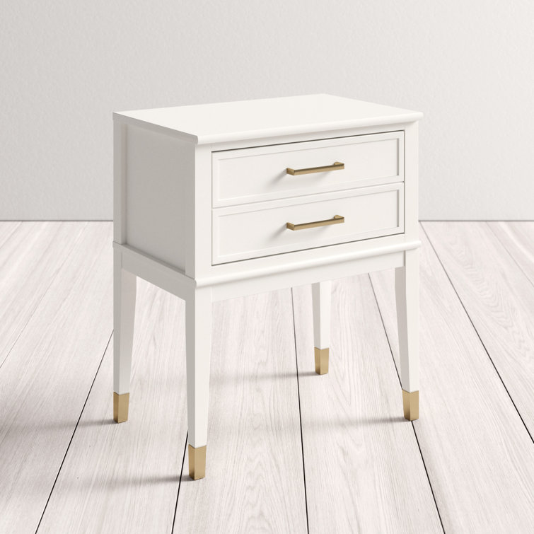 Westerleigh Sophisticated White End Table with Gold Accents