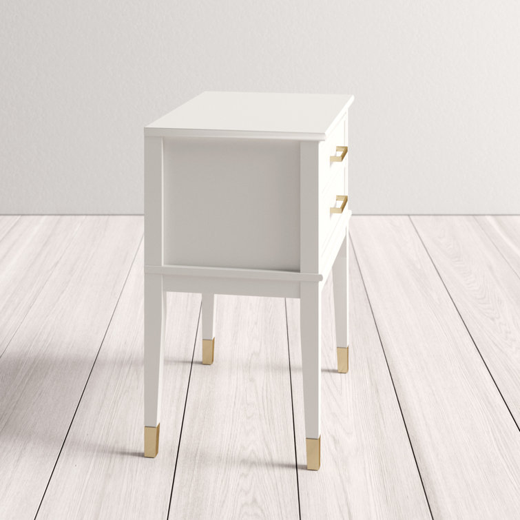 Westerleigh Sophisticated White End Table with Gold Accents