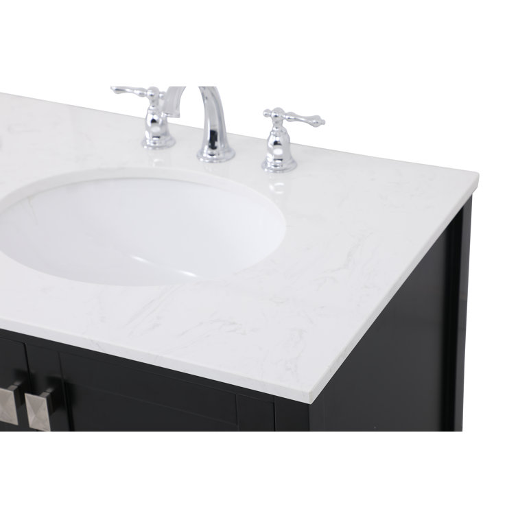 Black Double Sink Vanity with Engineered Marble Top