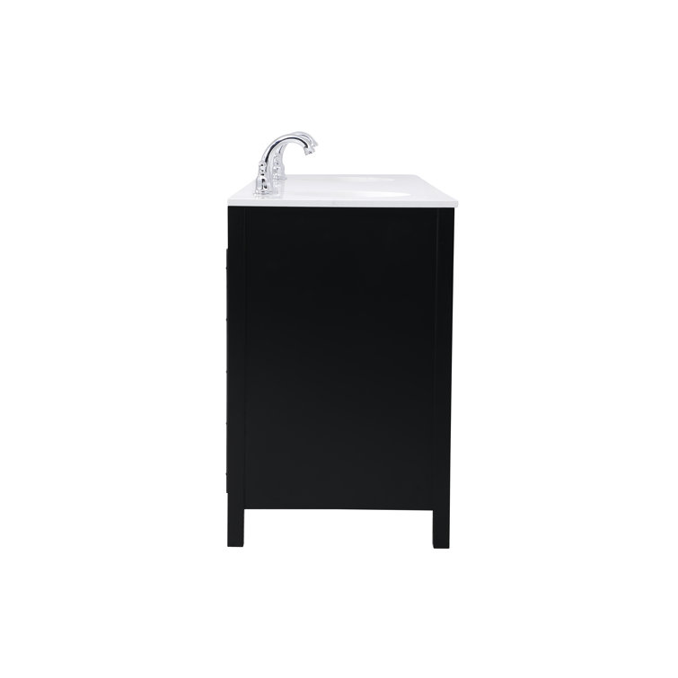 Black Double Sink Vanity with Engineered Marble Top