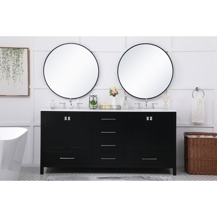 Black Double Sink Vanity with Engineered Marble Top