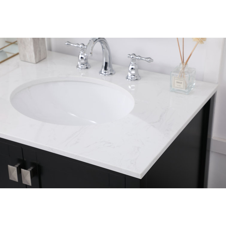 Black Double Sink Vanity with Engineered Marble Top
