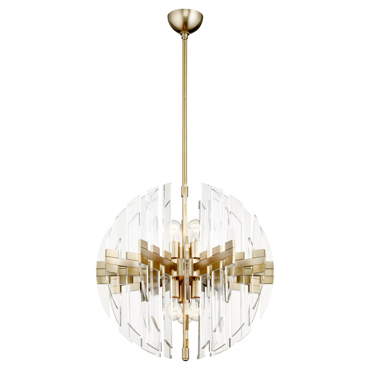 Aged Brass and Glass 6-Light Globe Chandelier