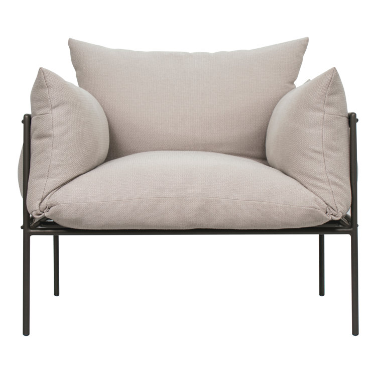Nut Brown Aluminum Lounge Chair with Wheat Cushions