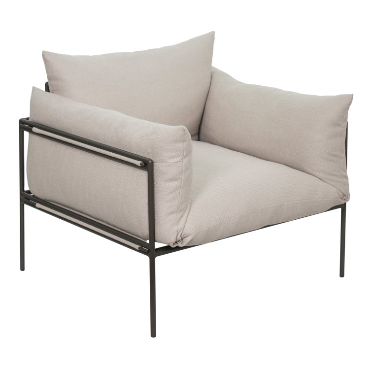 Nut Brown Aluminum Lounge Chair with Wheat Cushions