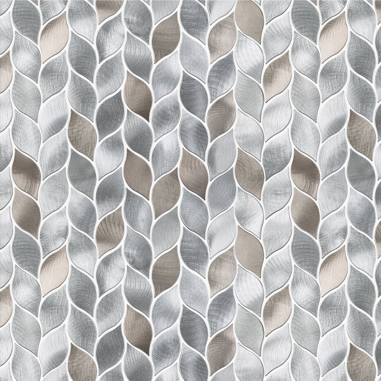Bronze and Silver Leaf Metal Mosaic Wall Tile