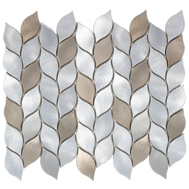 Bronze and Silver Leaf Metal Mosaic Wall Tile