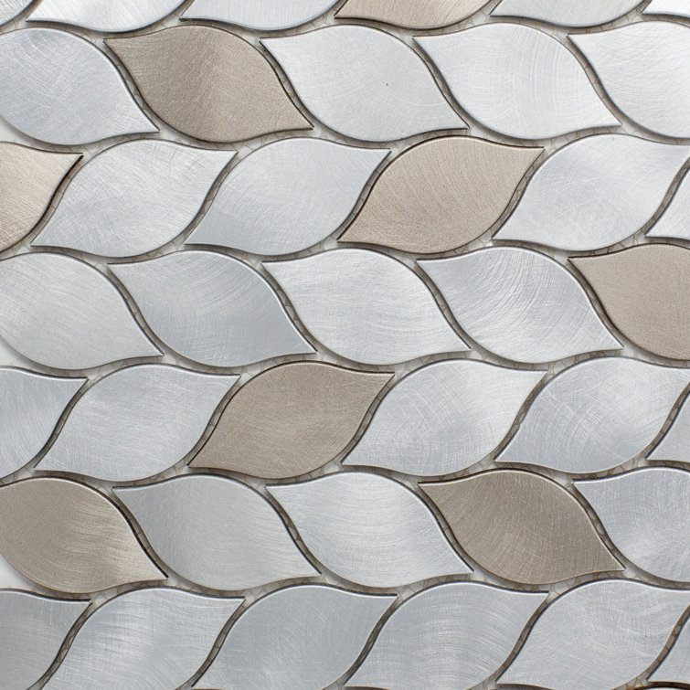 Bronze and Silver Leaf Metal Mosaic Wall Tile