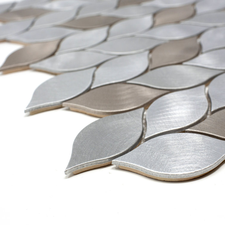 Bronze and Silver Leaf Metal Mosaic Wall Tile