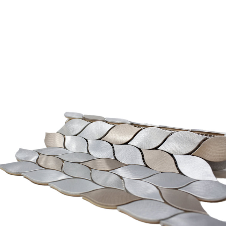 Bronze and Silver Leaf Metal Mosaic Wall Tile