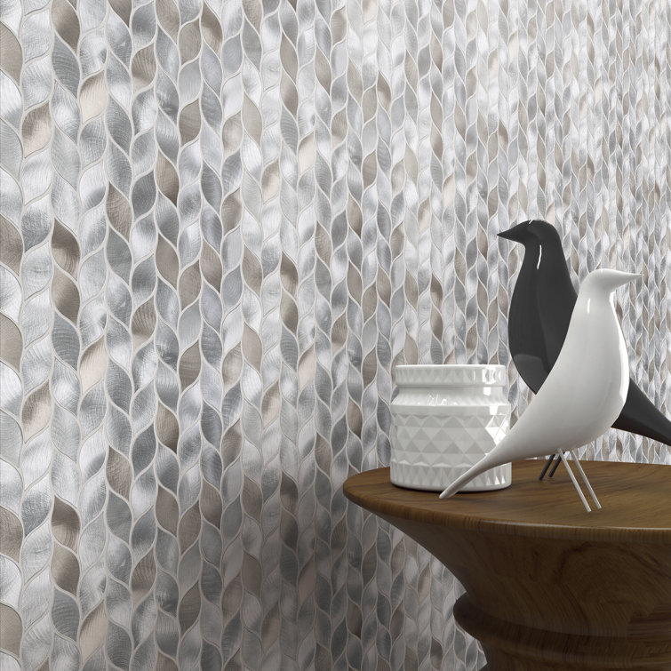 Bronze and Silver Leaf Metal Mosaic Wall Tile
