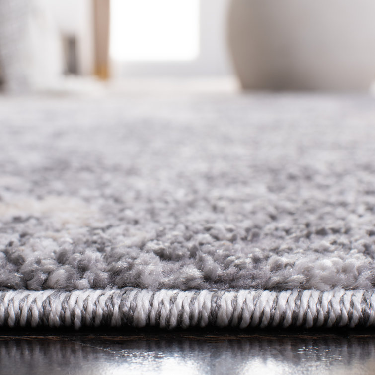 Aston Calanthia Light Grey & Grey Abstract Synthetic Runner Rug, 2' x 9'