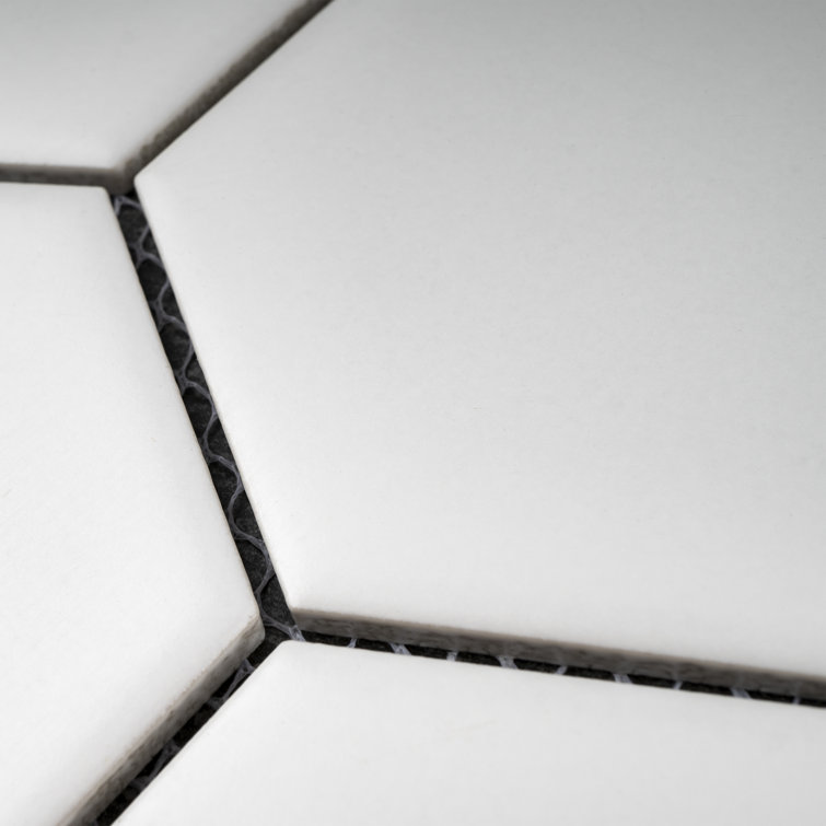 White Hexagon Porcelain Mosaic Tile Sheet