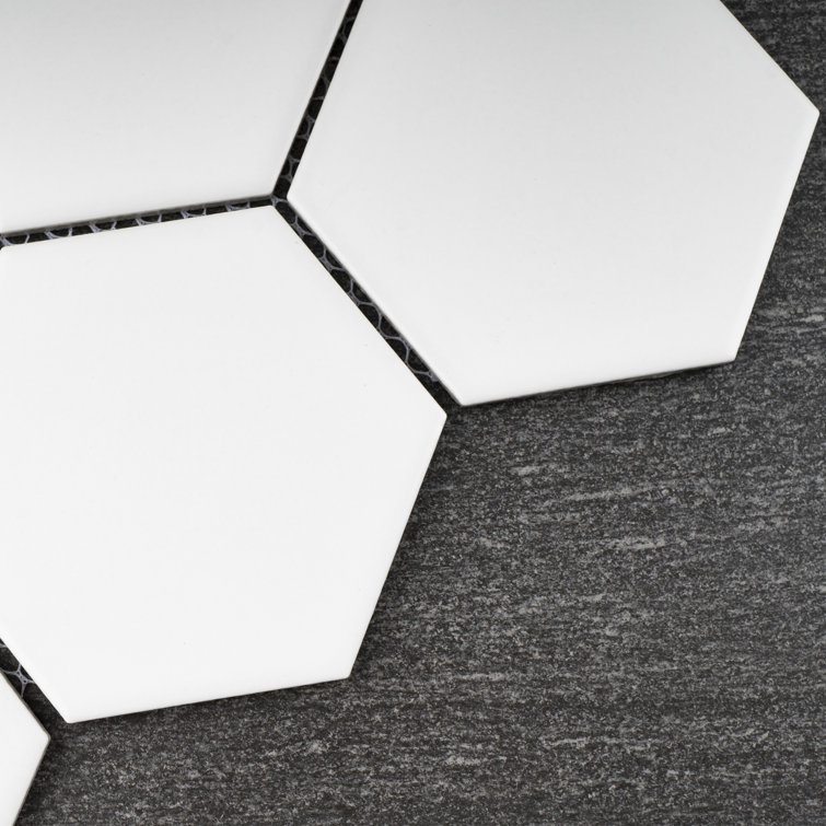 White Hexagon Porcelain Mosaic Tile Sheet