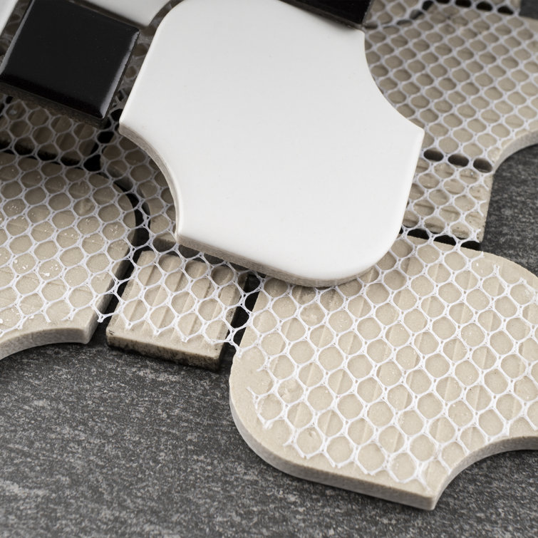 White and Black Porcelain Mosaic Square Tile Sheet