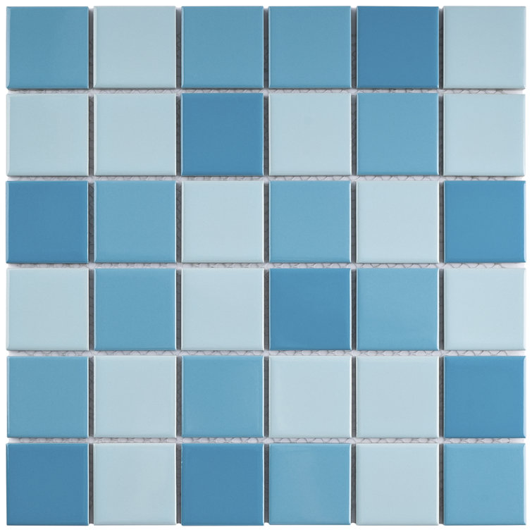 Aquas Blue Square Porcelain Mosaic Tile Sheet