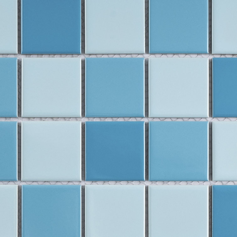 Aquas Blue Square Porcelain Mosaic Tile Sheet