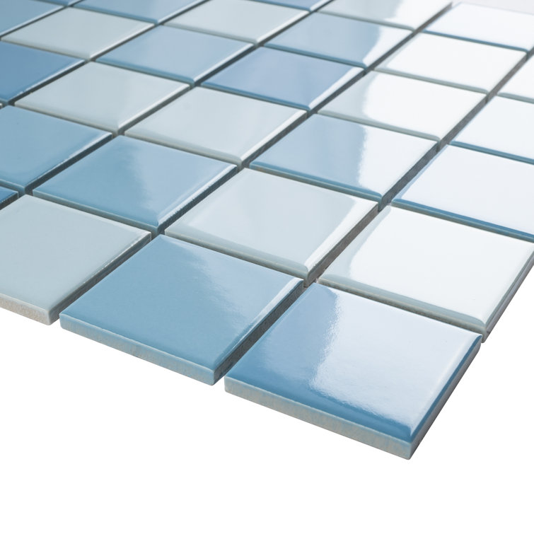 Aquas Blue Square Porcelain Mosaic Tile Sheet