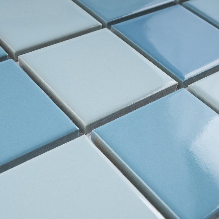 Aquas Blue Square Porcelain Mosaic Tile Sheet