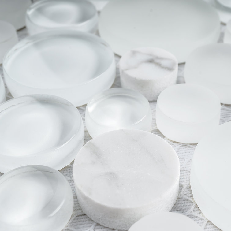White Bubble Art Marble Look Mosaic Wall Tile Sheet