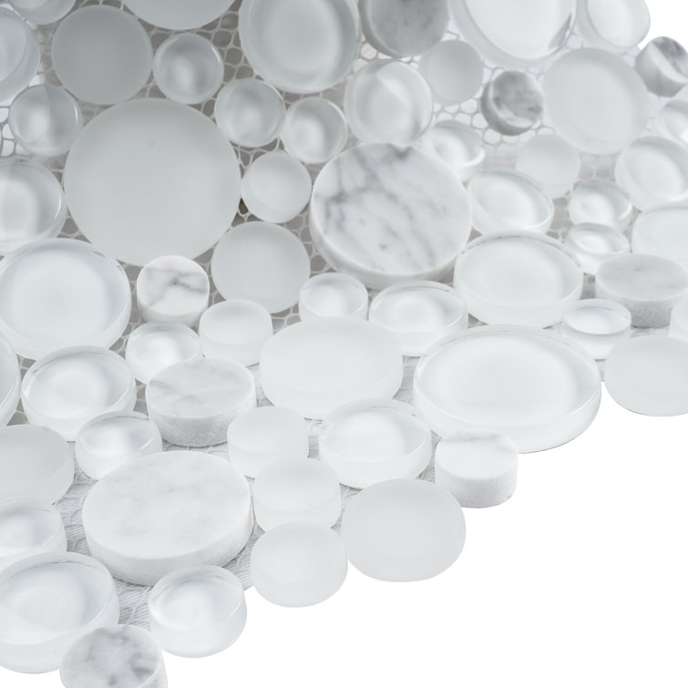 White Bubble Art Marble Look Mosaic Wall Tile Sheet