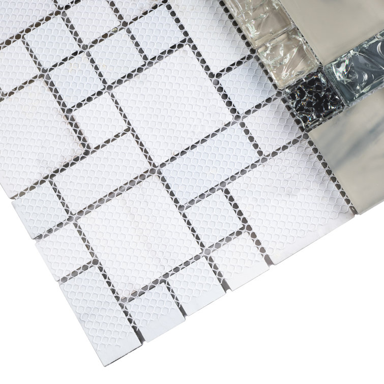 Gray and Black Glass Mosaic Wall Tile Sheet