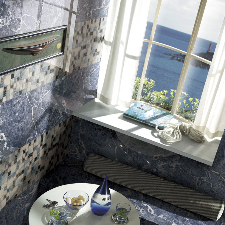 Gray and Black Glass Mosaic Wall Tile Sheet