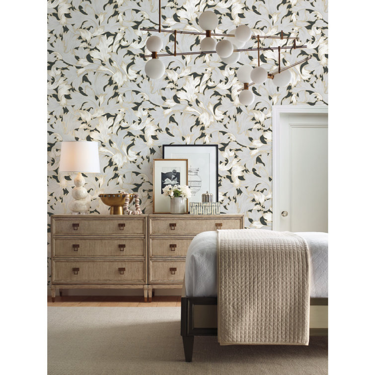 Black and Grey 3D Embossed Damask Wallpaper Roll