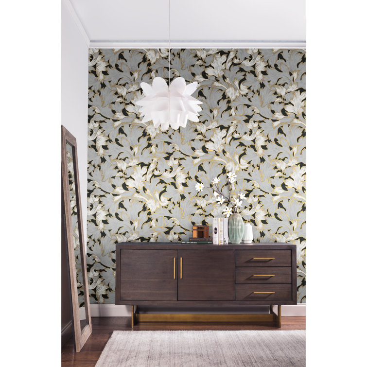 Black and Grey 3D Embossed Damask Wallpaper Roll